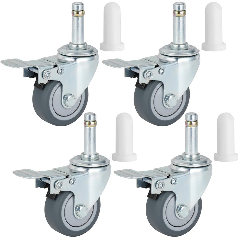 Finnhomy 2 Inches Stem Caster Wheels Set of 4 Heavy Duty 7/16 Inch Stem Diameter Swivel Locking Casters Replacement Wheels for Utility Cart/Mop Bucket/Wet & Dry Vacuum/Grills/Shop Mechanic Stool - Image 1